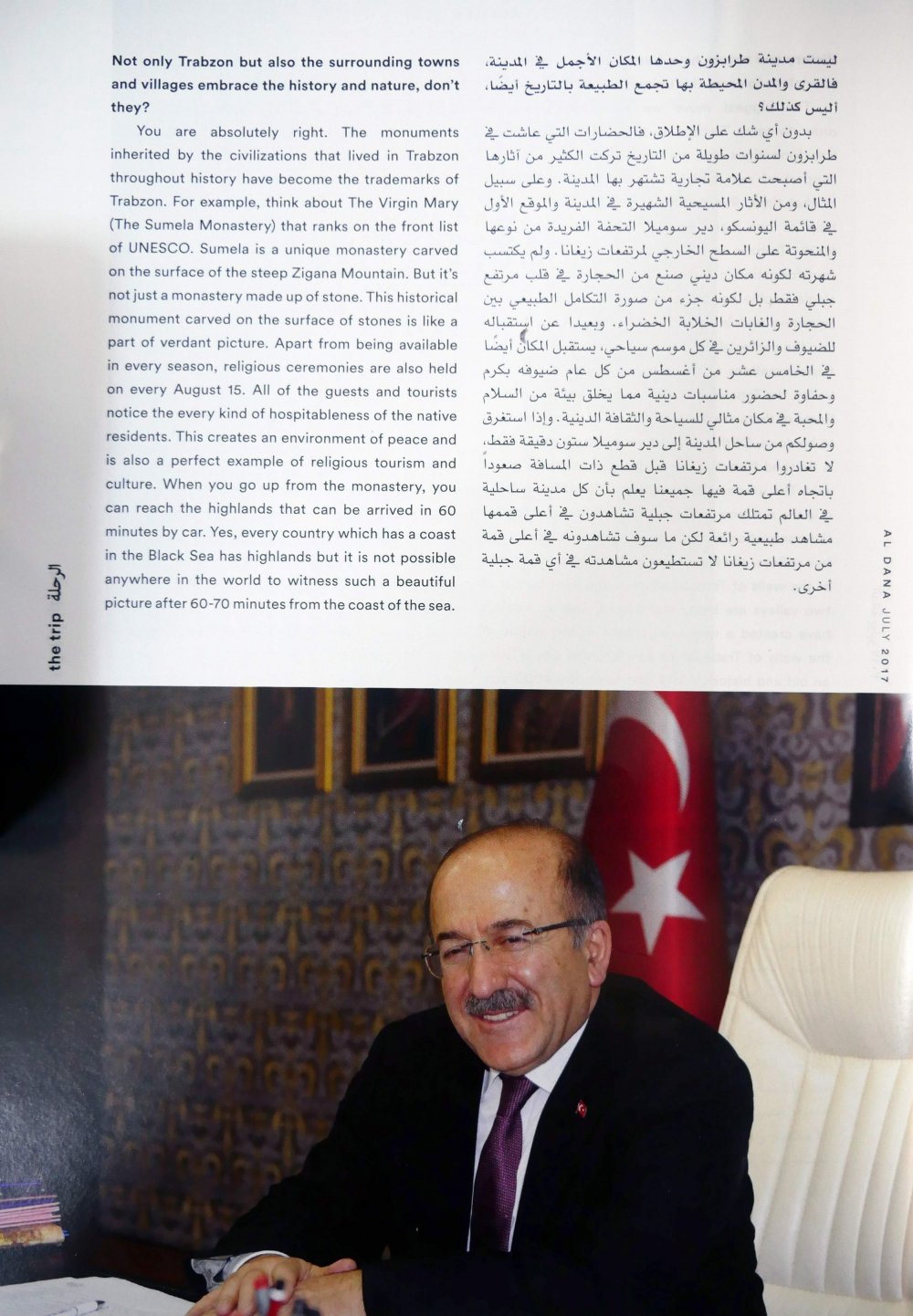Katar Havayolları Dergisi’nde Trabzon’u anlattı