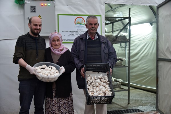 Gümüşhaneli genç çifti bölgenin en büyük mantar üretim tesisini kurdu