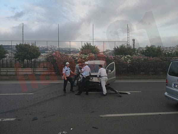 Trabzon'da kaza: Önce kamyona sonra bariyere...