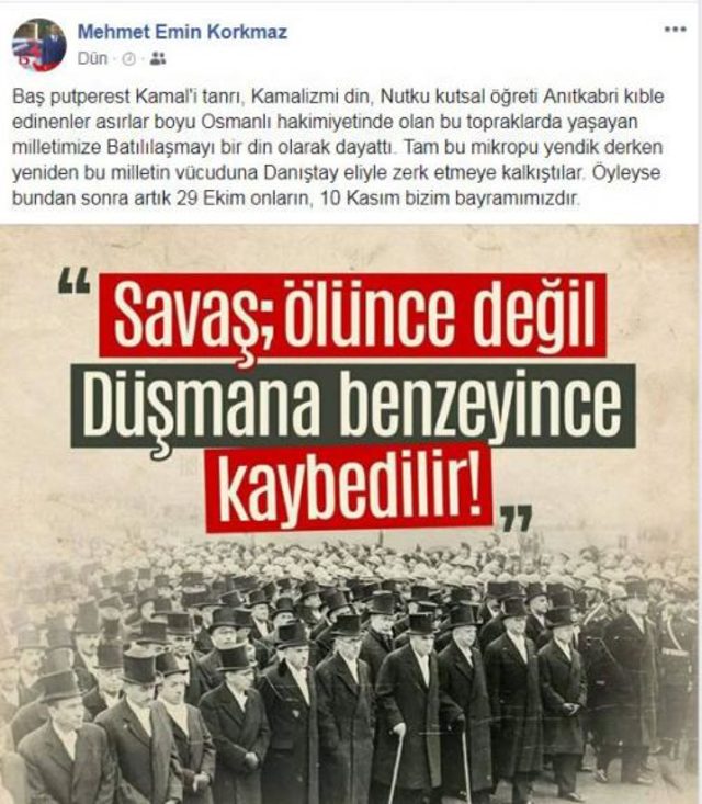 Atatürk'e hakaret eden Daire Başkanı uzaklaştırıldı.