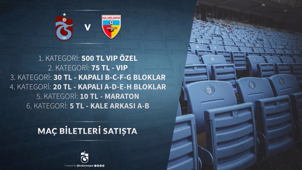 Trabzonspor Kızılcabölükspor maç biletleri satışta!