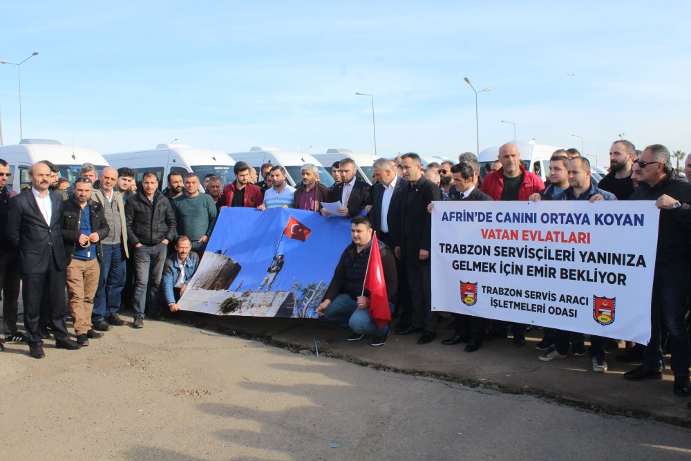 Trabzon'da servisçilerden 'Zeytin Dalı' harekatına destek