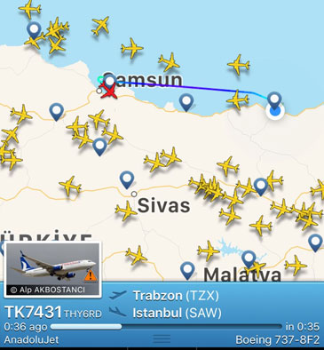Trabzon uçağı zorunlu iniş yaptı