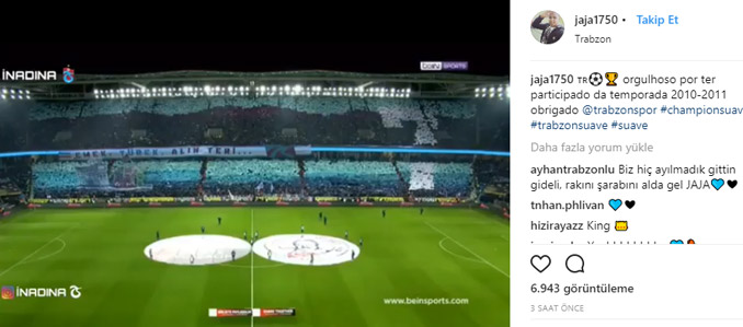 Jaja'dan Trabzonspor paylaşımı: Gurur duyuyorum