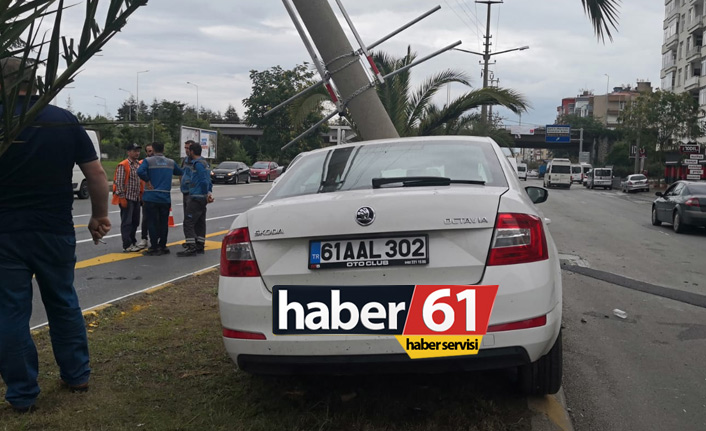 Trabzon'da kaza: Araç direğe çarptı