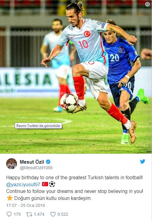 Ünlü futbolcudan Yusuf Yazıcı'ya doğum günü mesajı 