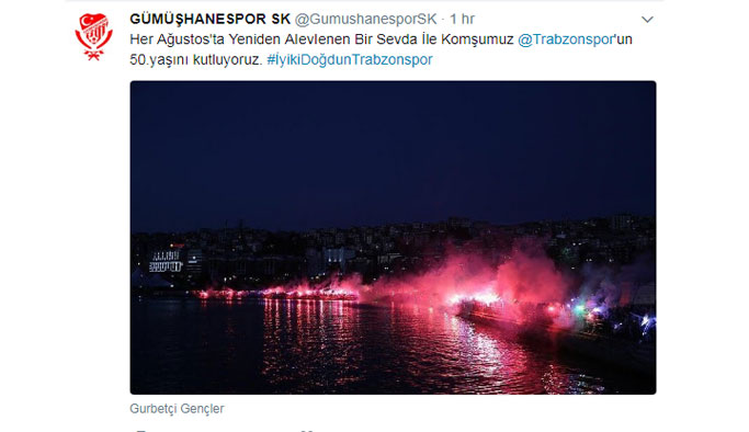 Gümüşhanespor'dan Trabzonspor'a kutlama mesajı