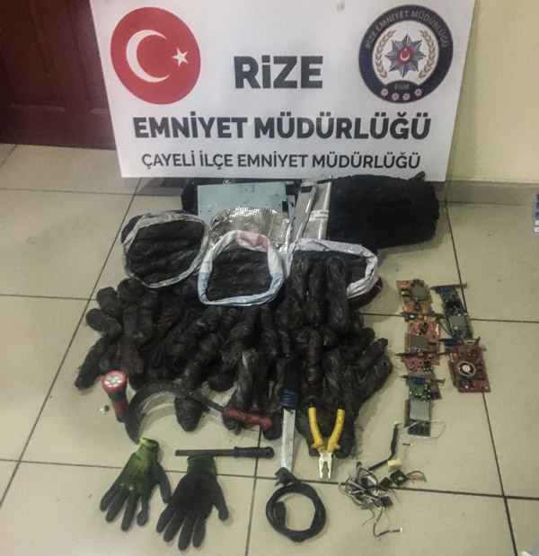 Rize'de kablo hırsızı 3 kişi yakalandı
