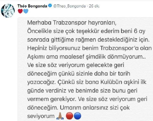 Bongonda'dan flaş sözler: Trabzon'a geri döneceğim